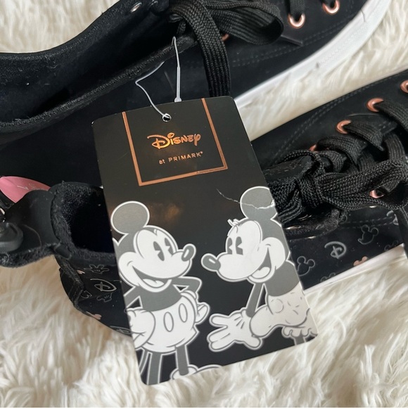 Disney Mickey Mouse Sneakers High Top Rose Gold Pink Black Size 9 Primark Colab - Picture 6 of 9